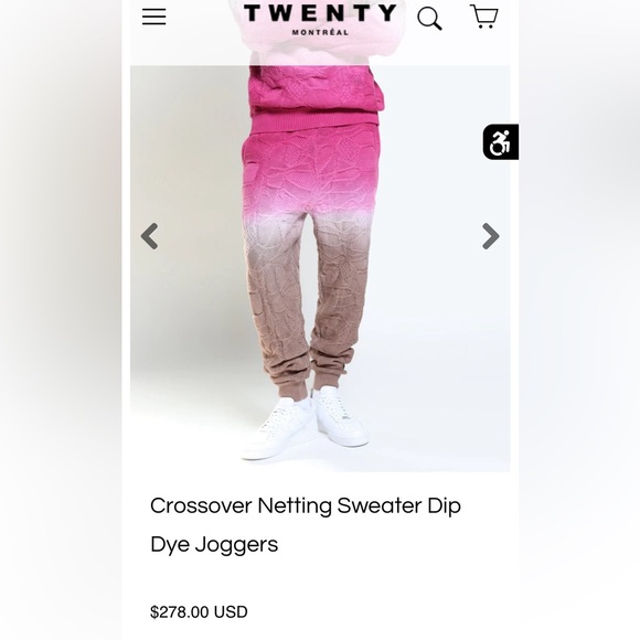 NWT TWENTY MONTREAL pink brown Knit Sweater Dip Tie Dye Joggers Pants M - Picture 4 of 13